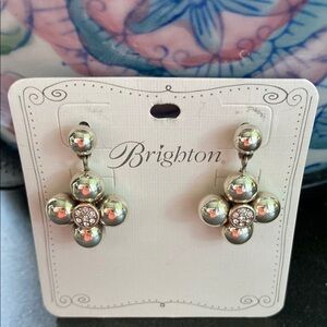 Brighton Meridian Dainty Silver Crystal Post Drop Earrings